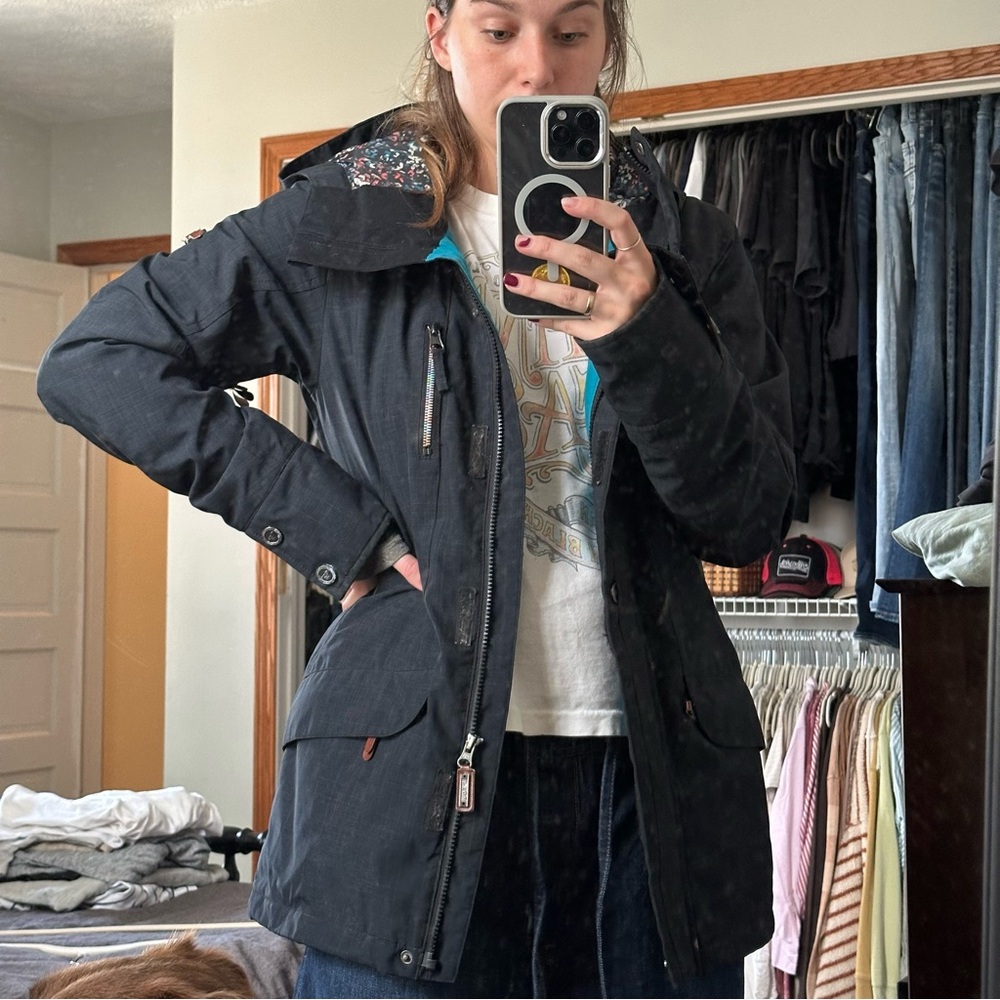 Roxy Black Ski Jacket with Multicolor Accents